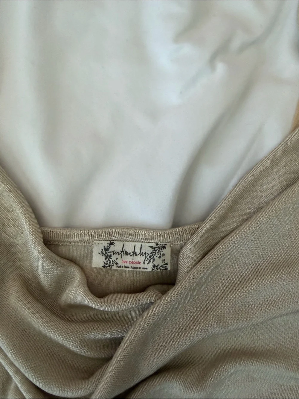Free People Beige Cowl-Neck Knit Bodysuit